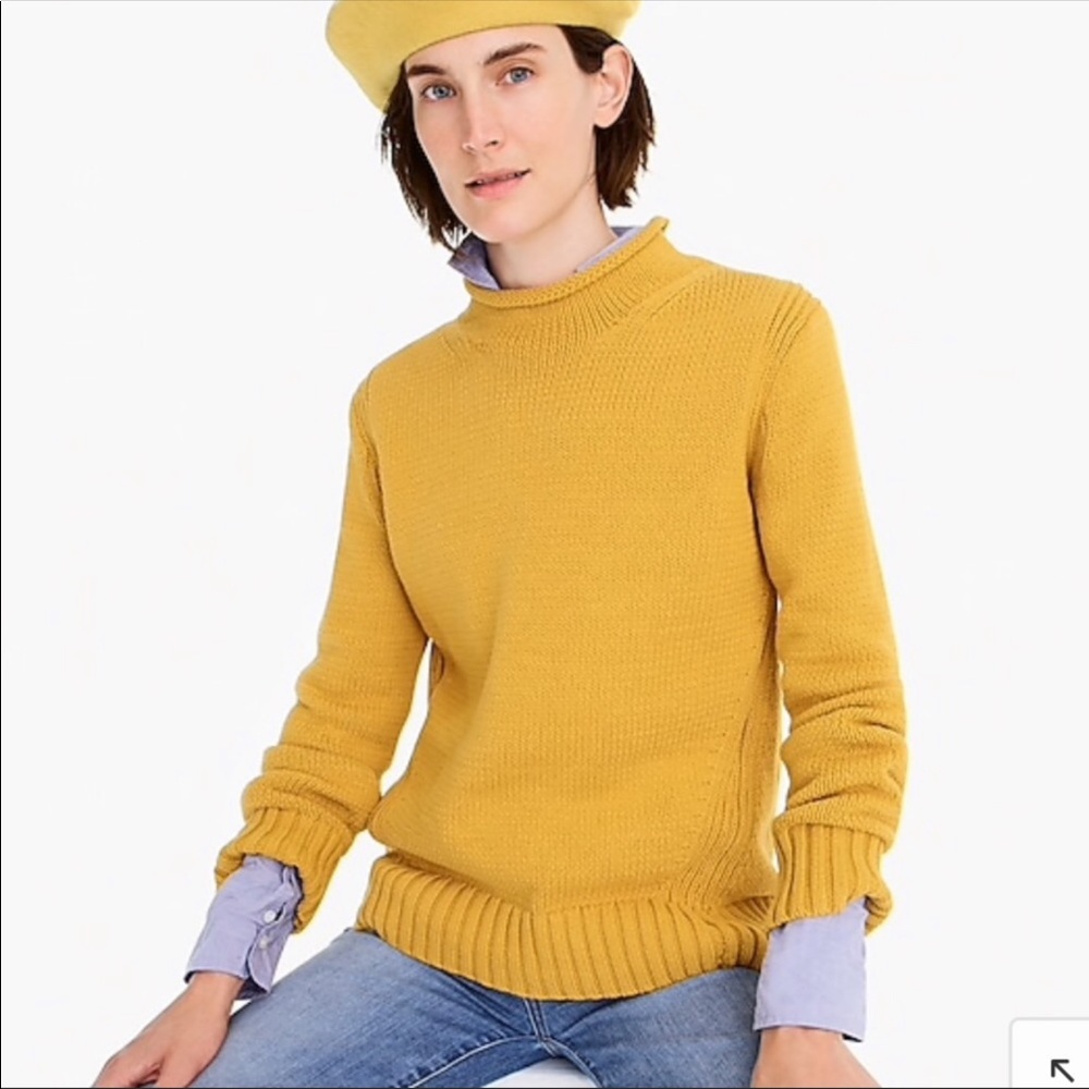 J. Crew Womens Yellow Cotton Rollneck Sweater S